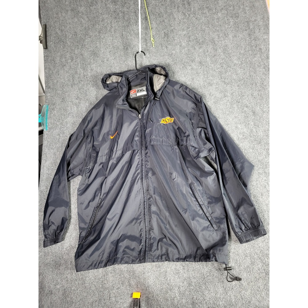 Nike OSU Windbreaker Jacket Men Sz 2XL‎ Lightweight Full Zip Oklahoma State